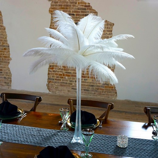 WHITE Ostrich Feather Centerpiece Set With CLEAR Eiffel Tower Vase - for Great Gatsby Party, Special Event & Wedding Reception Decor ZUCKER® - Etsy