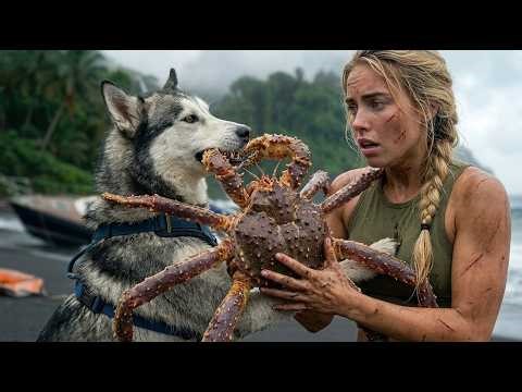 Woman and Dog Survival Challenge | Jungle Shelter, Fire, and Fishing