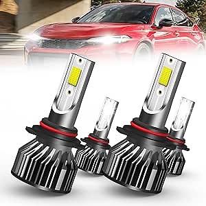 led headlight bulbs, compatible with Honda Civic 2006-2013 led headlights,9005/HB3 High Beam + 9006/HB4 Low Beam, 20000LM led headlights Combo,Pack of 4