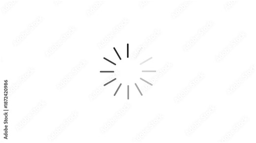Radial loading animation line spinner indicator. Minimal waiting progress interface feedback. Circular line loader icon animation loop. Spinning waiting icon animation processing request status.