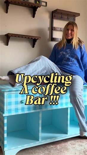 Transforming a Side Table into a Gingham Coffee Bar