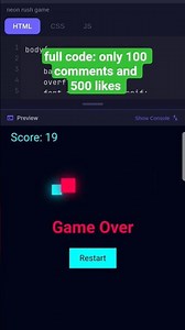 create your own game using html css and js #coding #codelearning #html5 #css #js #games