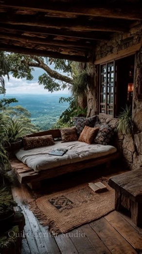 Where the forest meets the sea. A quiet little escape hidden above the coast. 🌿🌊✨ #cozyaesthetic #tropicalescape #oceanview #slowliving #quietmoments