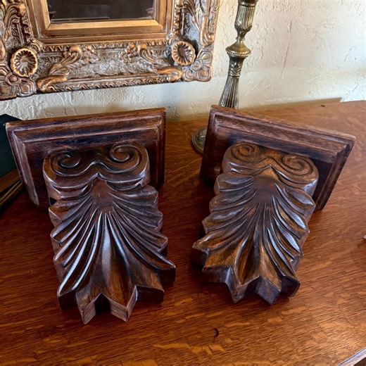 Vintage Architectural Wood Wall Shelves Carved Corbel Pair - Etsy