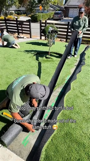 Sheldon’s Artificial Turf Installations on Instagram: "Get this… Artificial turf is mostly made out of a polyethylene and polypropylene. Its a extremely common plastic and so many products we use every day, let me name a few. Dental floss Toothbrushes Most of your flooring food storage items like Tupperware most containers for your milk and yogurt I could probably name 100 more items. Artificial turf got a really bad name in the early 2000s and before for using recycled rubber in the actual prod