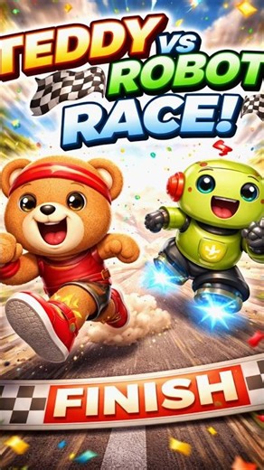 Teddy vs Robot Race competition 🏁 😱 | Kids Action Story ⚡