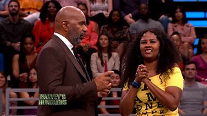 You think this woman loves playing Harvey’s Hundreds wait until she plays it on her phone! That’s right. The same game from my show is now an app! Download now from the App Store and Google Play. #SteveTVShow #HarveysHundreds | Steve Harvey