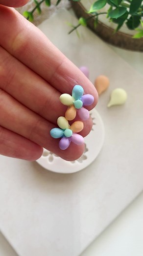 Fimo Soft Pastel Clay Creations | Floral Studs Spiral