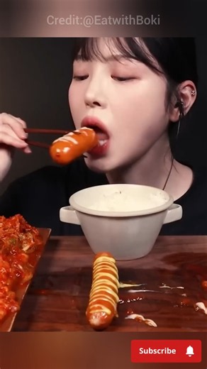 mukbang giant sausage & spicy kimchi big bites asmr 755 #mukbang #asmr #yummy #eatingsounds #food