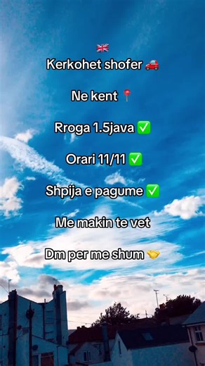 Kerkohet Shofer me Makine - Paga dhe Orari i PunÃ«s