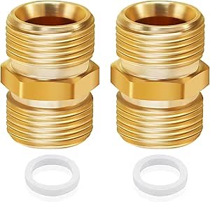 Boltigen M22 High Pressure Washer Adapte,4800PSI Brass Pressure washer Extension (M22-14 Male x M22-15 Male)