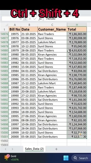 Excel Work Fast With Ctrl + Shift + 4 | Auto Currency Format