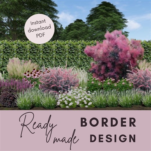 Sunny Garden Border Design | Drought-tolerant Flower Bed (PDF) - Etsy