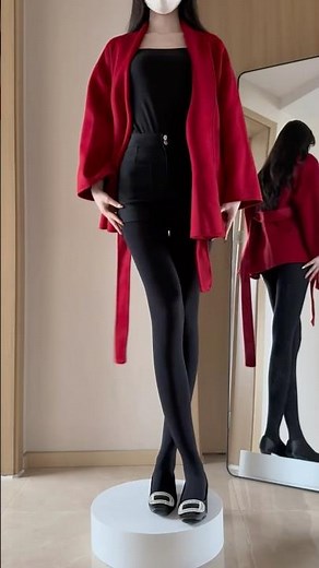 Elegant Red & Black Outfit Style 🔥 Classy Winter Look | Chic Fashion #OOTD #StyleAura