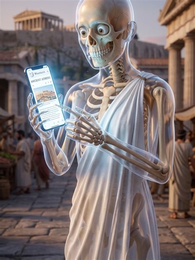 📱⚡ What If You Brought a Smartphone to Ancient Greece? Socrates vs Google 🤯 You arrive in Athens with Wikipedia in your pocket… and decide to find Socrates. You challenge him to ask anything. At first it seems easy… every question has an answer on your phone. But then Socrates asks the one question that changes everything. And suddenly the debate gets personal. Who actually won this argument? #POV #AncientGreece #Socrates #HistoryShorts #Philosophy #WhatIfHistory #HistoryTok #AncientHistory #D