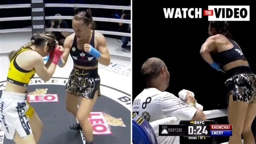 Tai Emery celebrates stunning KO victory by flashing crowd
