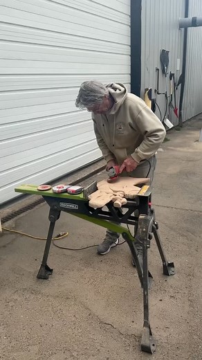 Sculpting is where craftsmanship becomes art. Watch Mark transform this into something amazing! Call 503-580-3900 to start your own custom piece #woodsculpture #customcraftsmanship #barnwoodnaturals #handmadewithcare #woodart #salemoregon #madeinoregon #reclaimedwood | Barnwood Naturals
