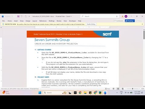 Shelly Cashman Excel 2019 | Module 3: End of Module Project 1 Seven Summits Group