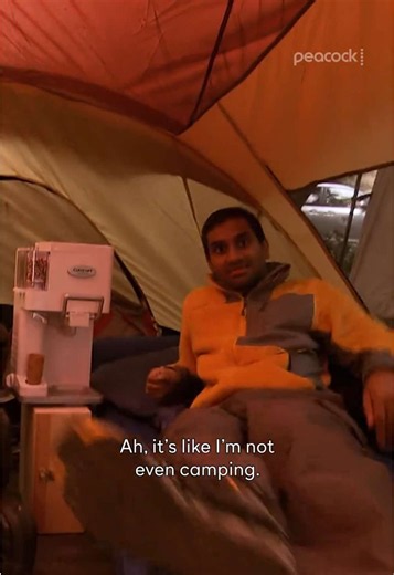 I'm bunking with Tom 😌 #ParksAndRec is streaming on Peacock. #AzizAnsari #AmyPoehler #NickOfferman #AdamScott