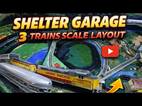 3 Trains at Once! Inside the Shelter Garage Model Train Layout!