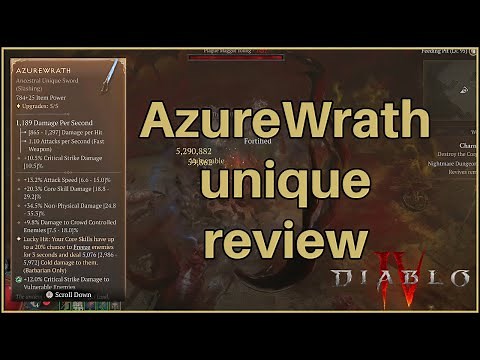 Diablo 4: Azurewrath unique barbarian build guide. Is it any good?