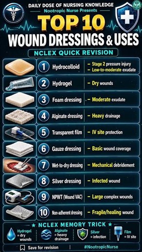 Top 10 Wound Dressings & Uses | NCLEX Quick Revision - Nootropic Nurse