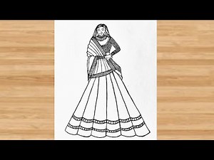 Beautiful Bridal Doll Drawing Easy | Beautiful To Beautiful Girl Chitra |Sundar Dress Ka Chitra Bnay