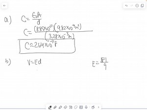 The plates of a parallel-plate capacitor are 3.28  mm apart, and each has an area of 9.82  cm^2. Each plate carries a charge of magnitude 4.35 ×10^-8 C. The plates are in vacuum. What is (a) the capacitance; (b) the potential difference between the plates; (c) the magnitude of the electric field between the plates? | Numerade