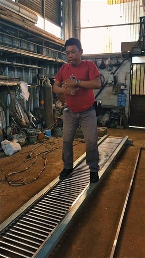 the stainless steel grill is curved