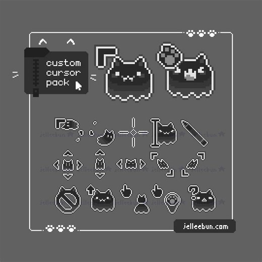 Ghost Cat Pixel Art Mouse Cursors – Animated Bouncy Pack (windows .ani Files) - Etsy