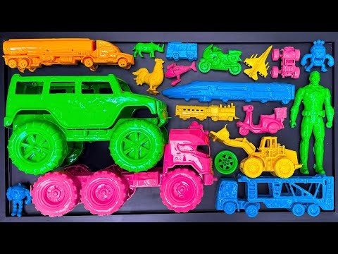 Cleaning toy cars, monster cars, trucks, tank cars, fast trains, loaders & anomalies