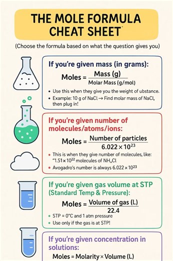 20K views · 261 reactions | The mole formula cheat sheet #fblifestyle #planttissue #meristematictissue #StudySmart #biology #sclerenchyma | Biology Physics Chemistry | Facebook
