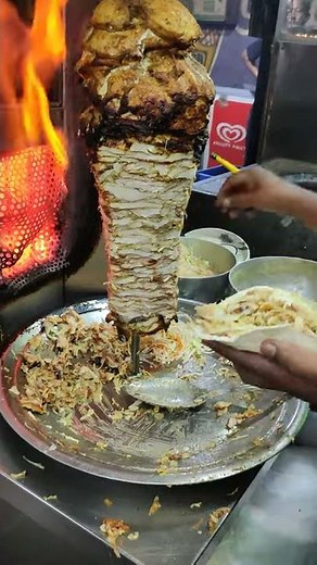 Street Food Grilled Juicy Chicken Shawarma Roll !! Garlic Sauce #Shorts