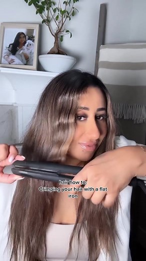 crimped beach waves with a flat iron by @Studio Elan #hairhowto #flatirontricks #flatirontips #hairtechniques #hairspo #crimpedhair