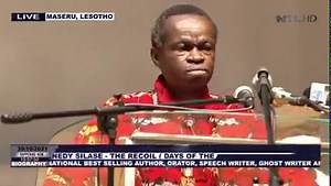 Our founder Professor PLO Lumumba delivering his Keynote address at the Great Launch in Maseru, Lesotho under the theme : Lesotho - What now? Way forward informed by historical lessons from the five great leaders of Africa; 1. King Moshoeshoe I 2. Dr. Kwame Nkrumah 3. Captain Thomas Sankara 4. Colonel Muammar Gaddafi 5. Dr. John Pombe Magufuli. | PLO Lumumba Foundation