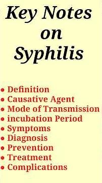 Syphilis short notes | Causes | Symptoms | Treatment | pharmacy Short Notes