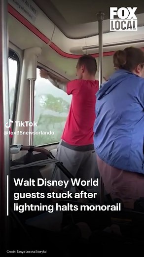 A group of people spending the day at Walt Disney World in Florida had an extended ride aboard the theme park's iconic monorail after the track was reportedly hit by lightning during a round of thunderstorms. #Florida #Disney #DisneyWorld