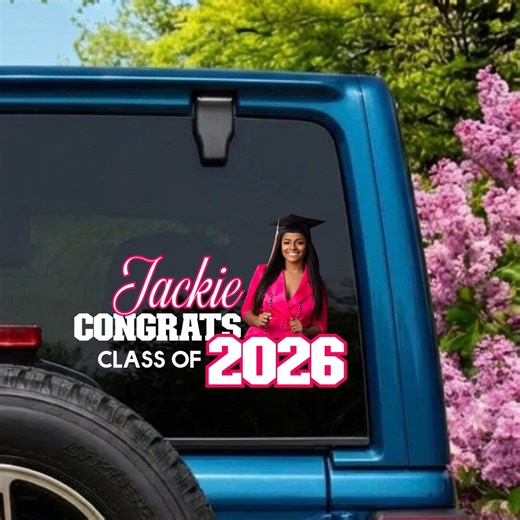 Personalized Graduation Car Decal - Class of 2026 Sticker With Custom Name & Photo - High School or College Graduate Gift - Decal for Window - Etsy