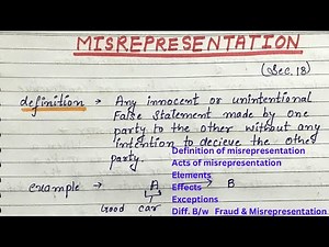 Misrepresentation- Section 18|| Effects & Essentials|| Diff. b/w Fraud & Misrepresentation