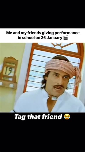 Indiansvoice_ on Instagram: "That is a hilarious clip! This scene is from the 2007 Bollywood hit Heyy Babyy. In this specific moment, the characters played by Akshay Kumar and Riteish Deshmukh are filming a sequence where Akshaye Khanna (who makes a cameo) is giving an overly dramatic, classic “angry young man” performance. The meme’s caption “Me and my friends giving performance in school on 26 January” perfectly captures that feeling of school plays—one student who is way too intense about the