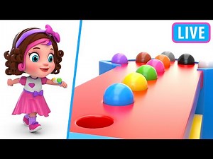 Pinky and Panda Learning Colors with Wooden Hammer Xylophone Toys Live Stream