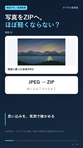 写真をZIPにしても軽くならない？実際に比べた