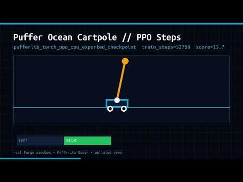 PufferLib CartPole: Native PPO on Forge + Exported Checkpoint