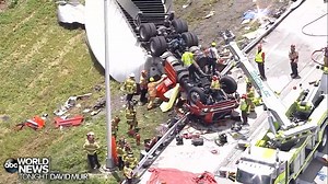 BIG RIG FLIP: An accident on Florida's Turnpike caused a tractor-trailer to overturn, blocking all northbound lanes. Aerials show EMS and fire officials on the scene. No further details have been released on the status of the driver. https://abcn.ws/2AQ6Y6v | ABC World News Tonight with David Muir