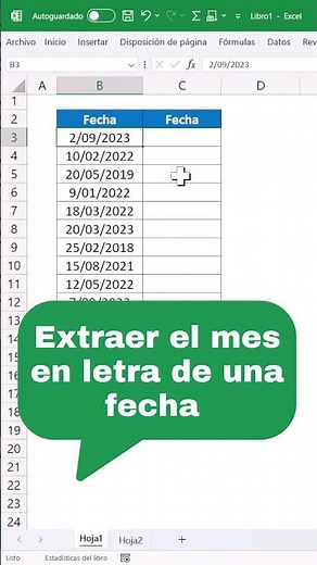 Extract the month in "text" from a date in Excel #excel #microsoftexcel #exceltips