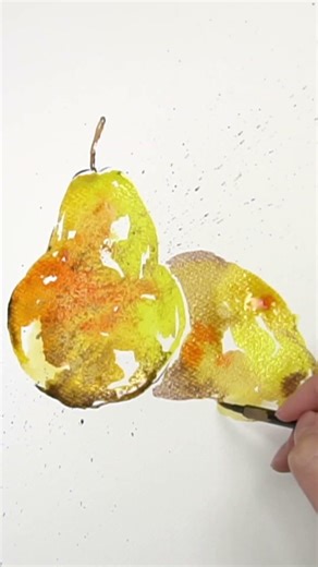atercolor Magic: What happens when you add Baking Soda to a Pear? #watercolor #painting #art