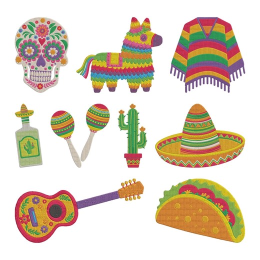 Mexican Fiesta Sugar Skull Embroidery Design, Sugar Skull Llama Sombrero Taco Machine Embroidery File, 9 Design, 5 Size, Instant Download - Etsy