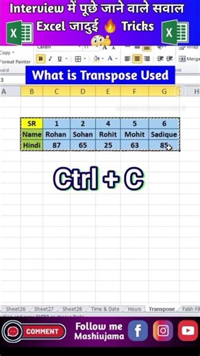 How to Transport Data In Excel.
