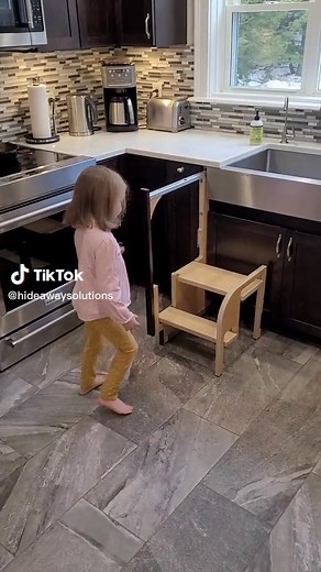 Cabinet Mounted Step Stool for Easy Access - Hideaway Solutions