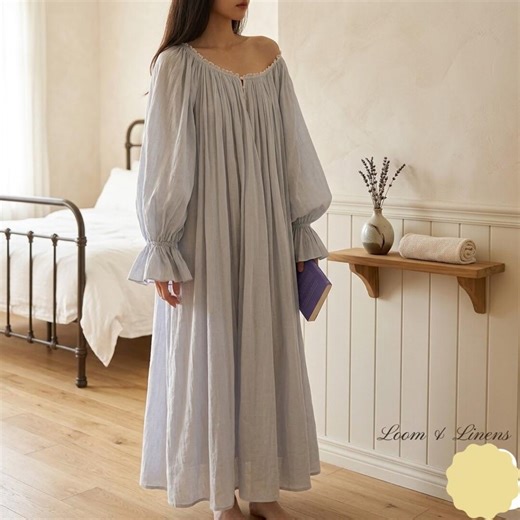 Edwardian Cotton Nightgown Victorian Cottagecore Chemise Dress Off-shoulder Vintage Romantic Sleepwear Soft Feminine Loungewear Gift - Etsy